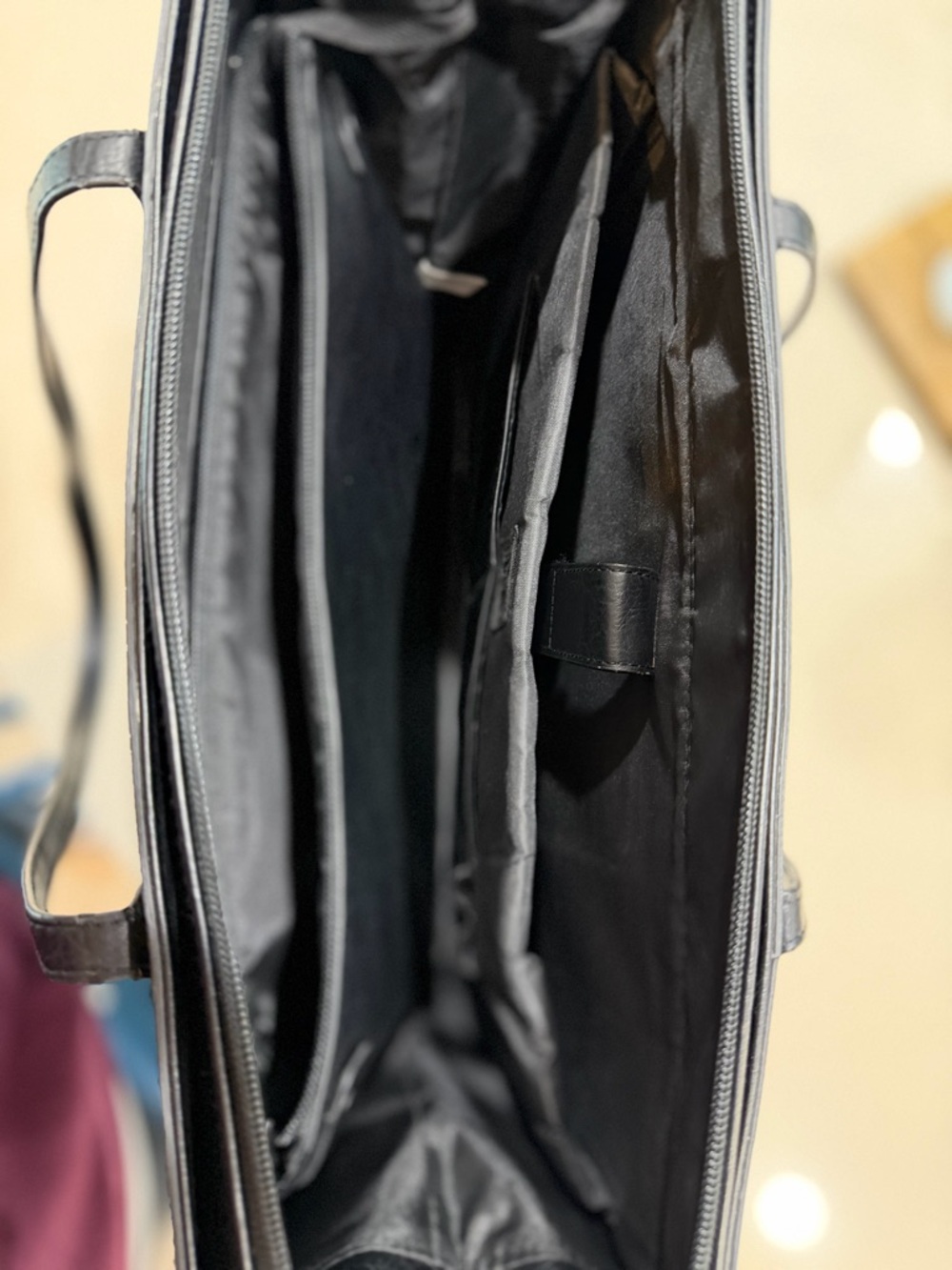 BÉIS Large Work Tote Black Vegan Leather Laptop Bag Travel w/ Organizer Insert - Picture 8 of 9
